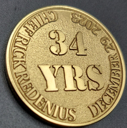 Custom laser engraved brass / stainless steel challenge coin - Firefighter, Fire Maltese, Fire Department, Fireman, Retirement, Deep Engrave
