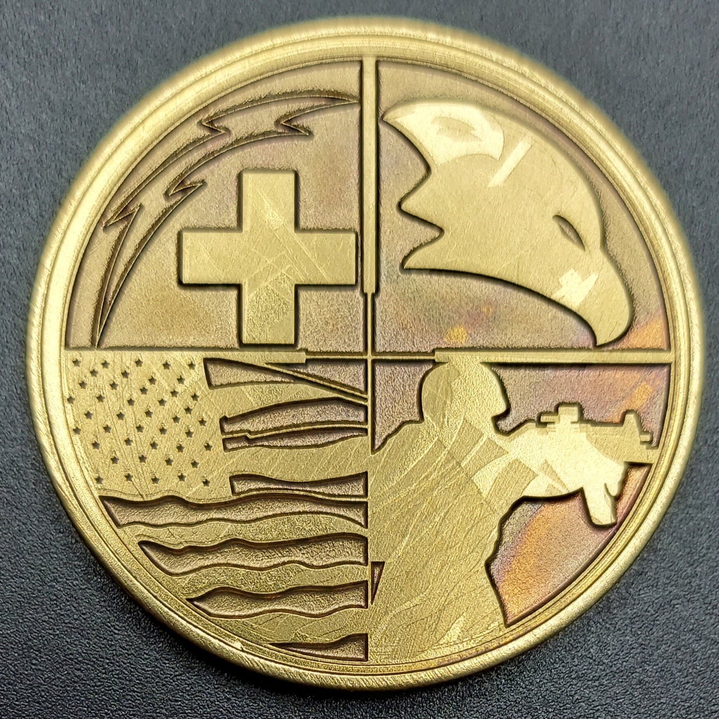 Custom laser engraved brass / stainless steel challenge coin - Police, SWAT, Deputy Sheriff, Trooper, Officer, Law Enforcement Deep Engrave