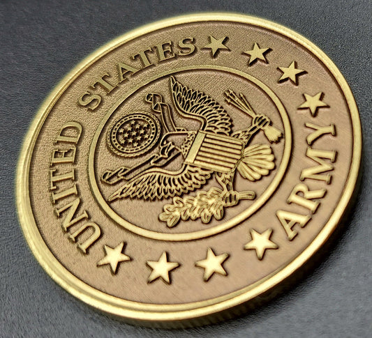 Custom laser engraved brass / stainless steel challenge coin - Military, Army, Marines, Navy, Coast Guard, National Guard, Deep Engrave