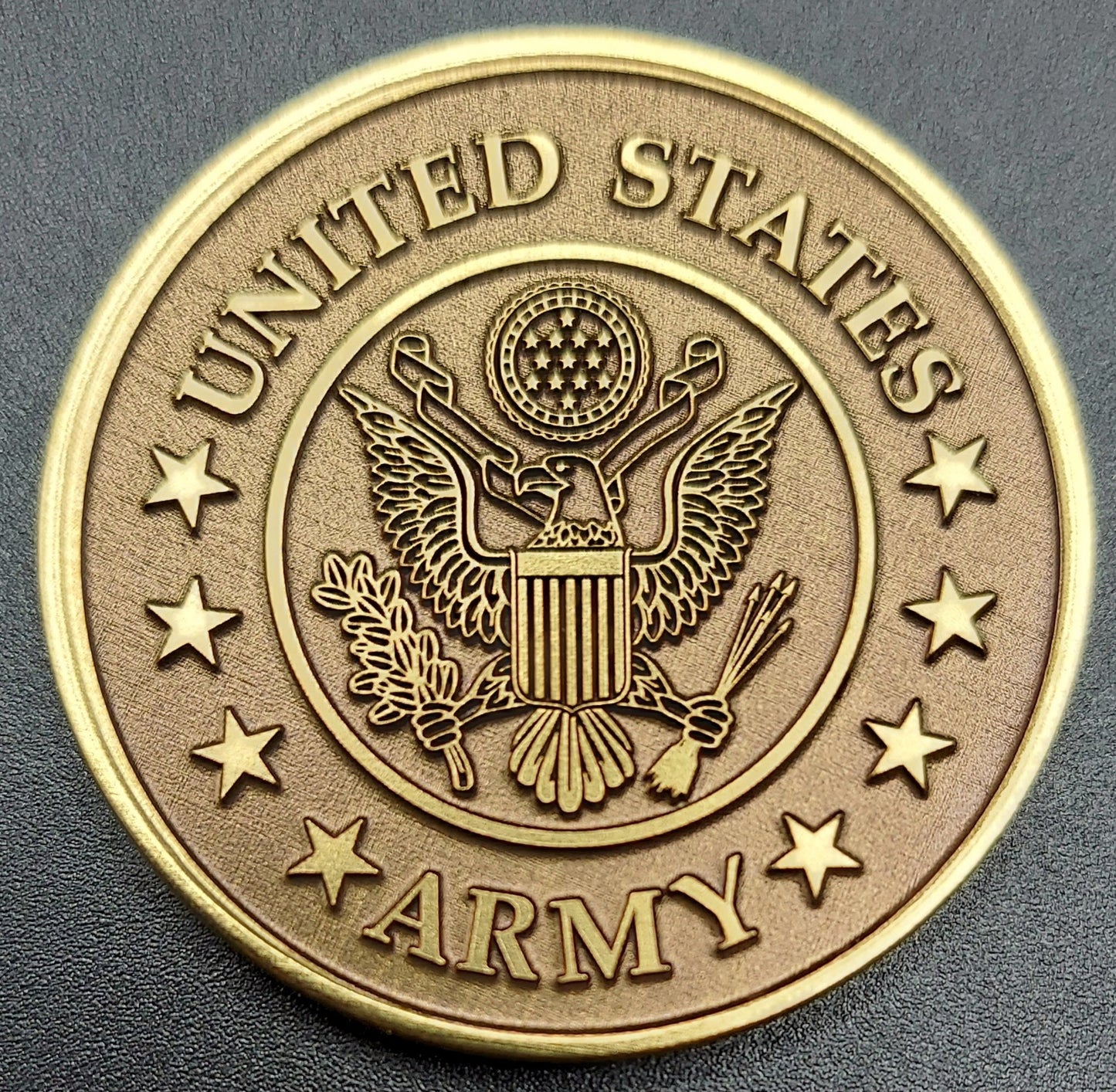 Custom laser engraved brass / stainless steel challenge coin - Military, Army, Marines, Navy, Coast Guard, National Guard, Deep Engrave