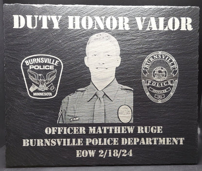 Custom Police Officer designed laser engraved slate 12x10 memorial plaque - Law Enforcement Memorial Plaque, Sheriff Deputy, Police, EOW