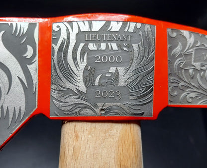 Custom laser engraved fireman's axe - deep engraved - Fireman, Firefighter, Fire Maltese, Fire Department Patch, Retirement Ax, Hatchet