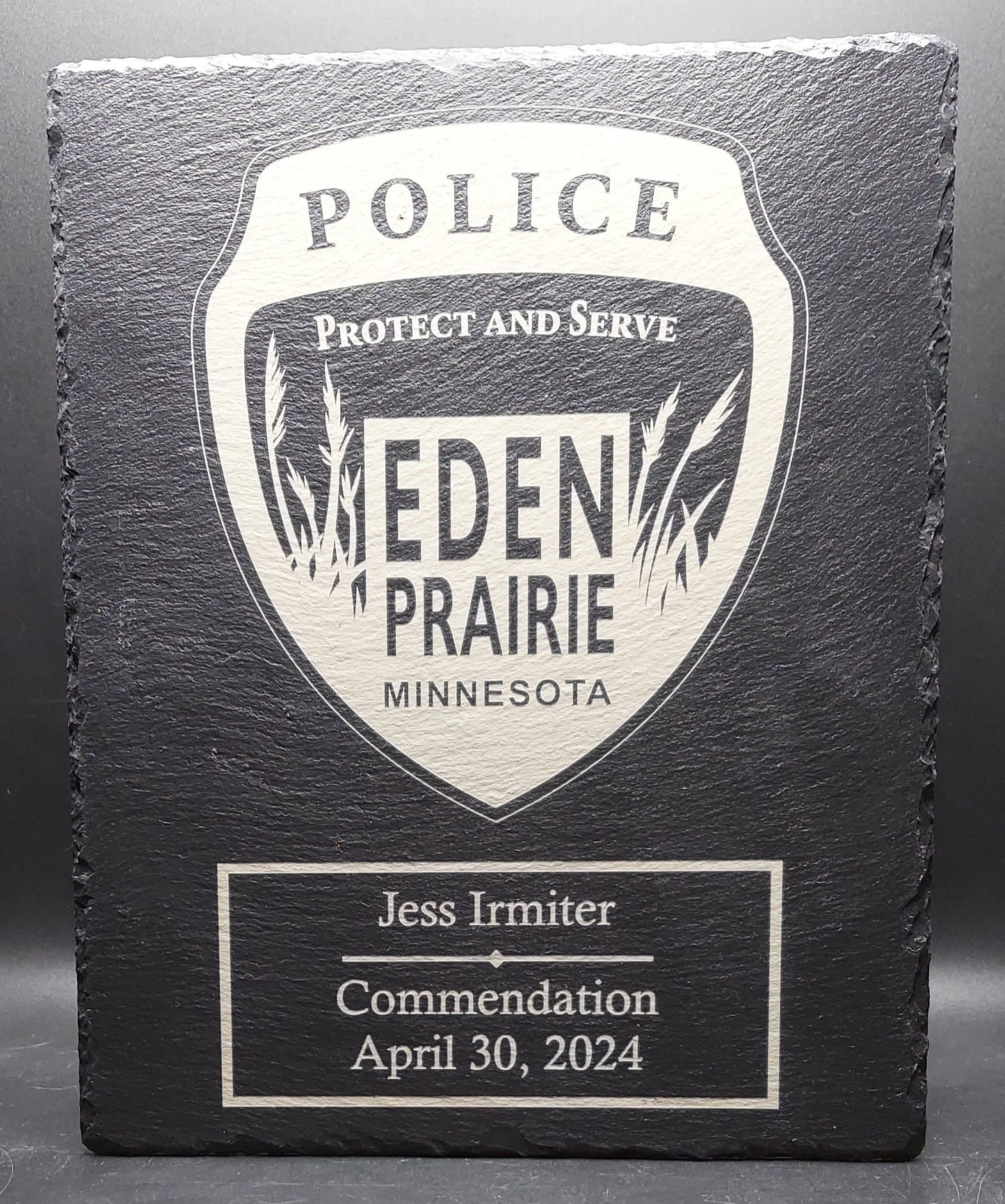 Custom Police Officer or K9 designed laser engraved slate retirement plaque - Law Enforcement, Sheriff Deputy, Trooper, Patrol Officer