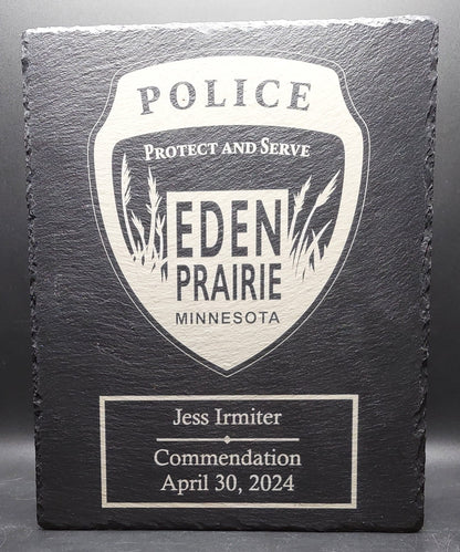 Custom Police Officer or K9 designed laser engraved slate retirement plaque - Law Enforcement, Sheriff Deputy, Trooper, Patrol Officer