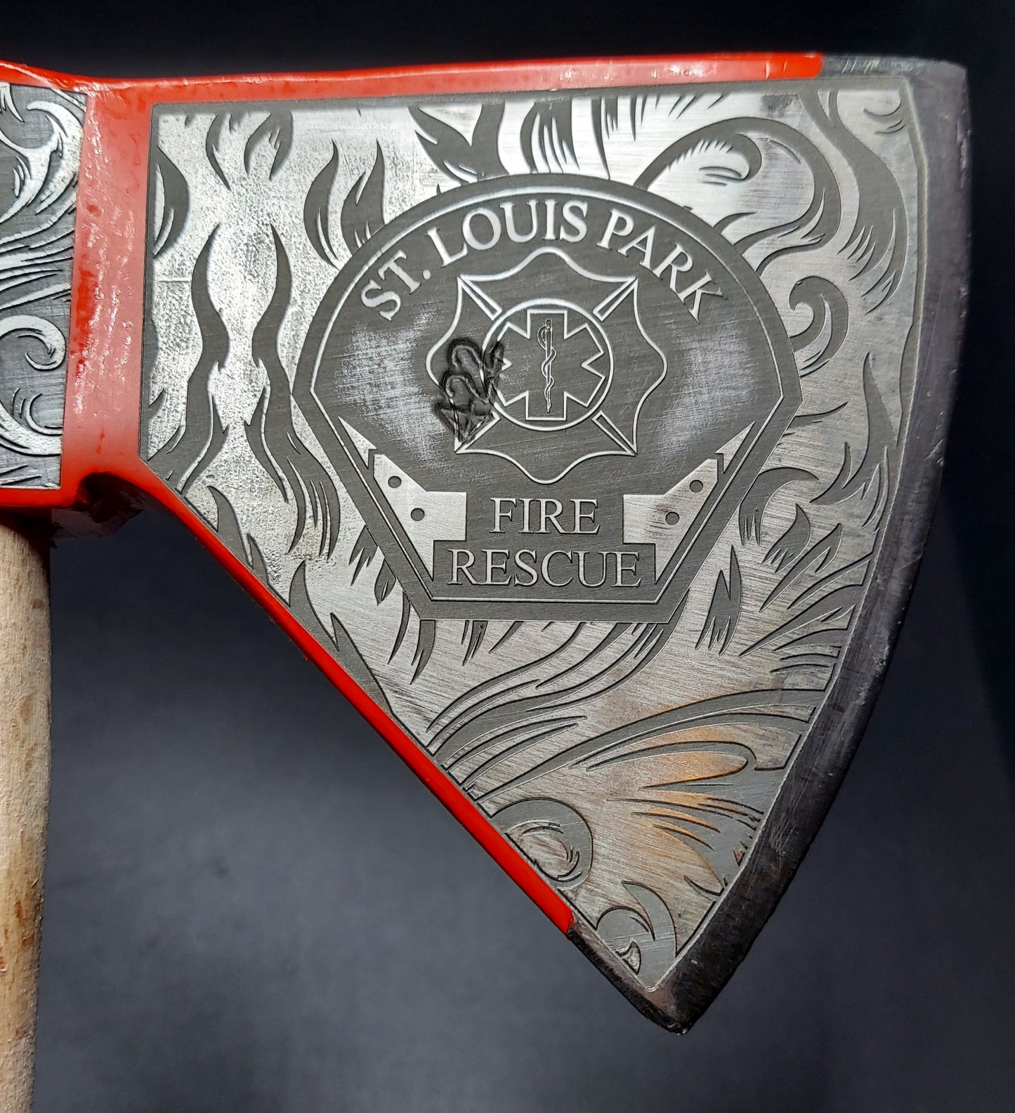 Custom laser engraved fireman's axe - deep engraved - Fireman, Firefighter, Fire Maltese, Fire Department Patch, Retirement Ax, Hatchet