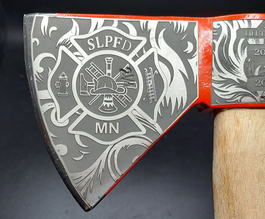 Custom laser engraved fireman's axe - deep engraved - Fireman, Firefighter, Fire Maltese, Fire Department Patch, Retirement Ax, Hatchet