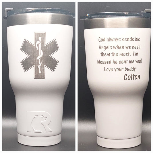 Custom Paramedic laser engraved tumbler - EMT, First Responder, Medic, Ambulance, Medical, 20 oz or 30 oz, RTIC brand with lid