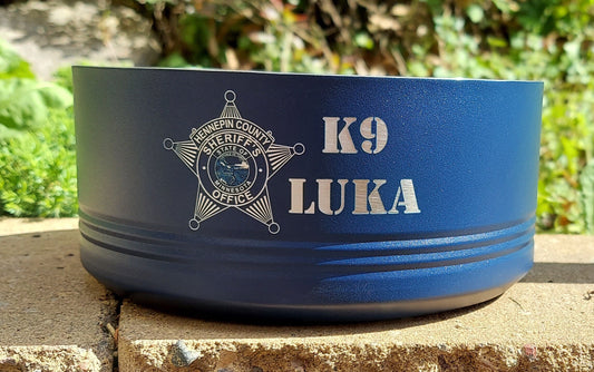 Custom Engraved Dog Bowl, Personalized Pet Bowl, Stainless Steel Pet bowl, Insulated Pet Food Bowl, Police, Fire, Military 32 ounces