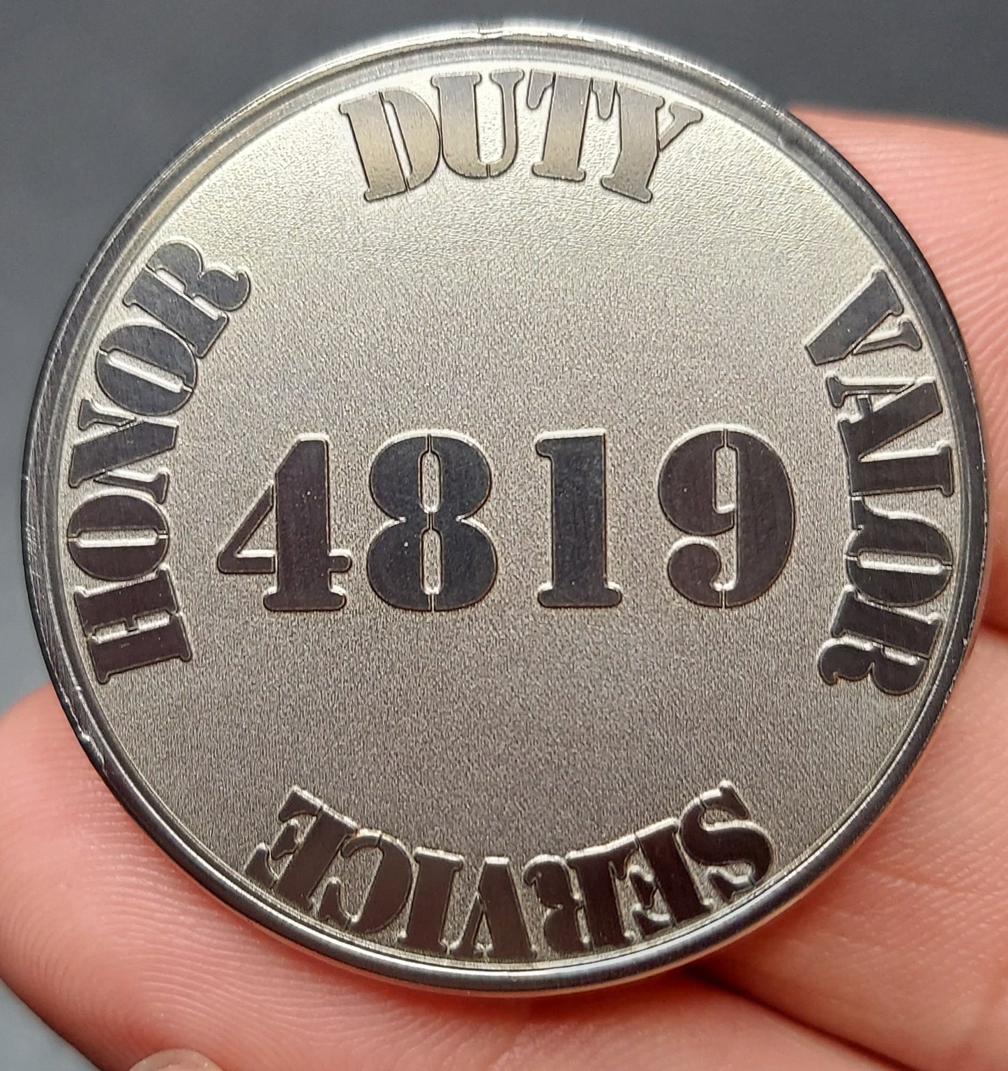 Custom laser engraved brass / stainless steel End of Watch challenge coin - Police, Deputy Sheriff, Trooper, Officer, Law Enforcement, EOW