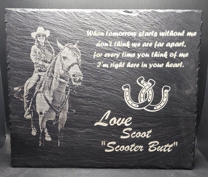 Personalized Custom Designed Laser Engraved Slate Pet Memorial - Dog / Cat / Hamster / Horse / Any Animal - 12"x10"