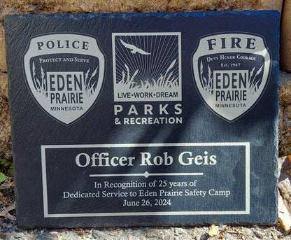 Custom Police Officer or K9 designed laser engraved slate retirement plaque - Law Enforcement, Sheriff Deputy, Trooper, Patrol Officer