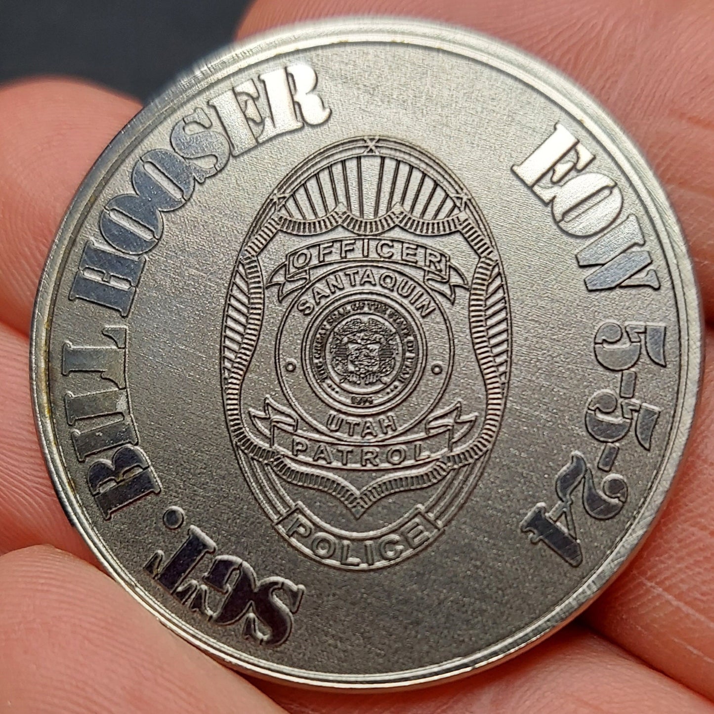 Custom laser engraved brass / stainless steel End of Watch challenge coin - Police, Deputy Sheriff, Trooper, Officer, Law Enforcement, EOW