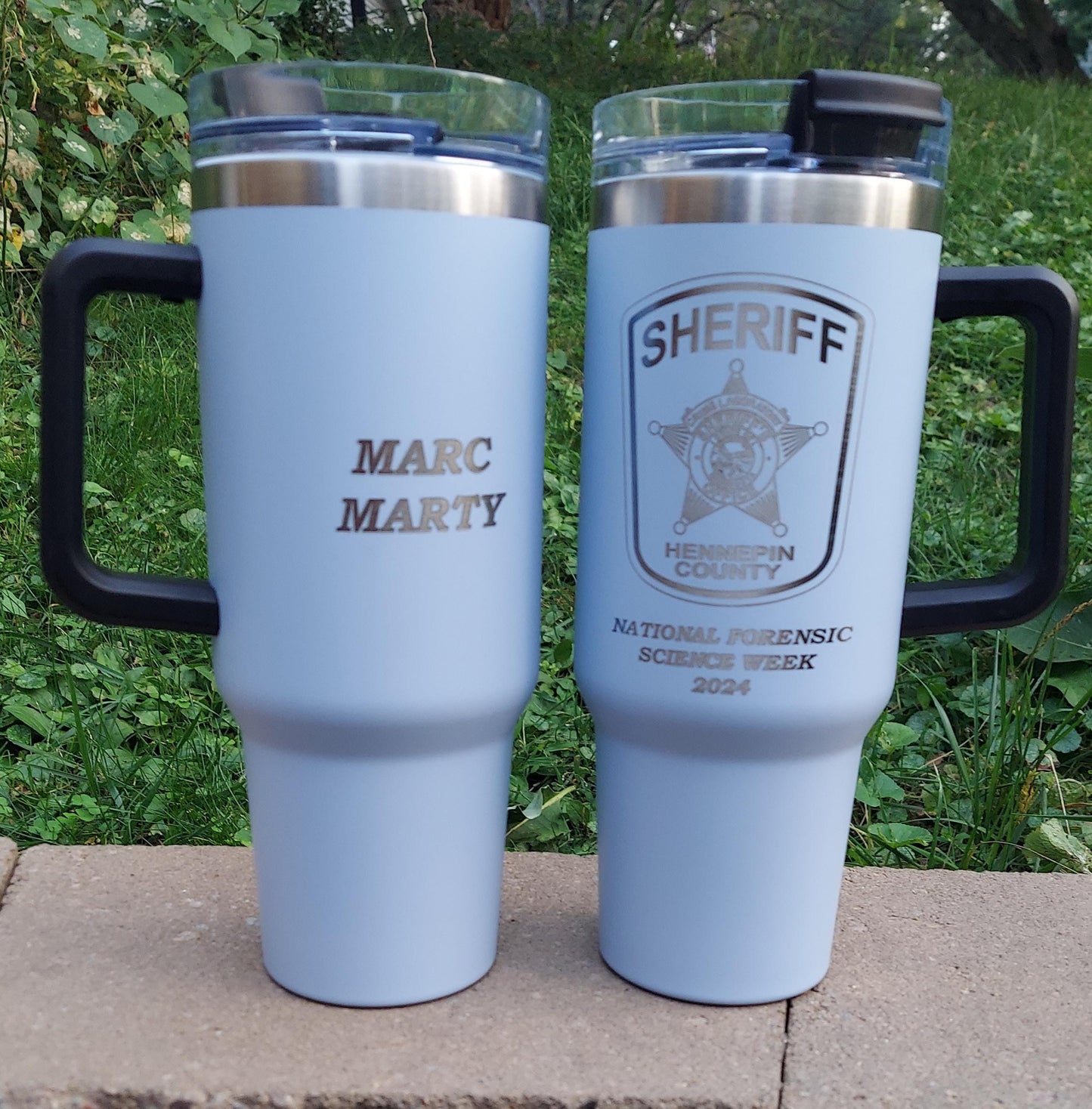 Custom Police Officer Law Enforcement laser engraved tumbler - Police, Trooper, Officer, Deputy, Sheriff 40 oz, Intrepid brand w/ lid straw