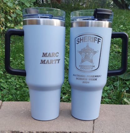 Custom Police Officer Law Enforcement laser engraved tumbler - Police, Trooper, Officer, Deputy, Sheriff 40 oz, Intrepid brand w/ lid straw