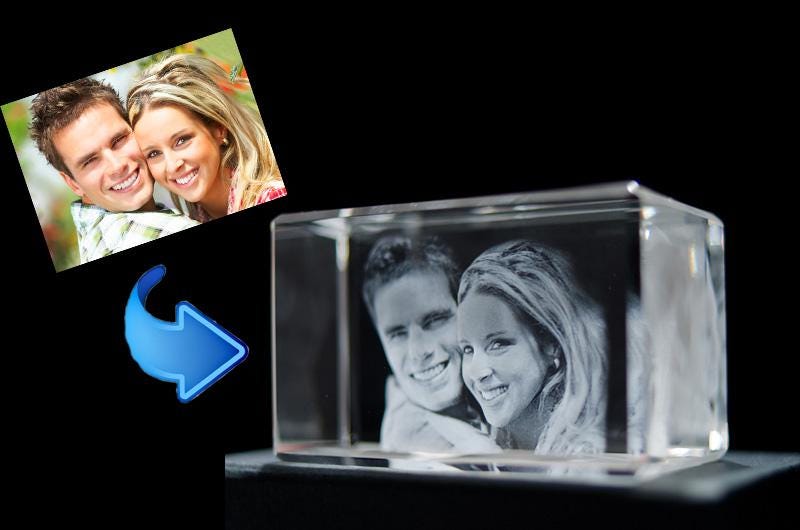 3D Crystal Police Firefighter EMS Engraved Photo Memorial | LED Base optional | Police Officer Trooper Deputy Paramedic Firefighter