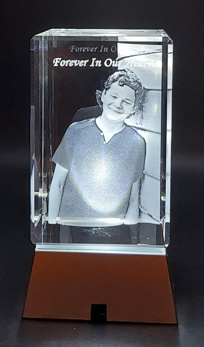 3D Crystal Photo Portrait Engraved with your photo - Mother's Day, Father's Day, Memorial, Mom, Dad, Wife, Pet, 3D Picture in Crystal Gift