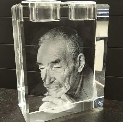 3D Crystal Photo Urn / Candles Engraved with your photo - Memorial, Mom, Dad, Husband, Wife, Child, Friend, Pet, 3D Picture in Crystal Urn