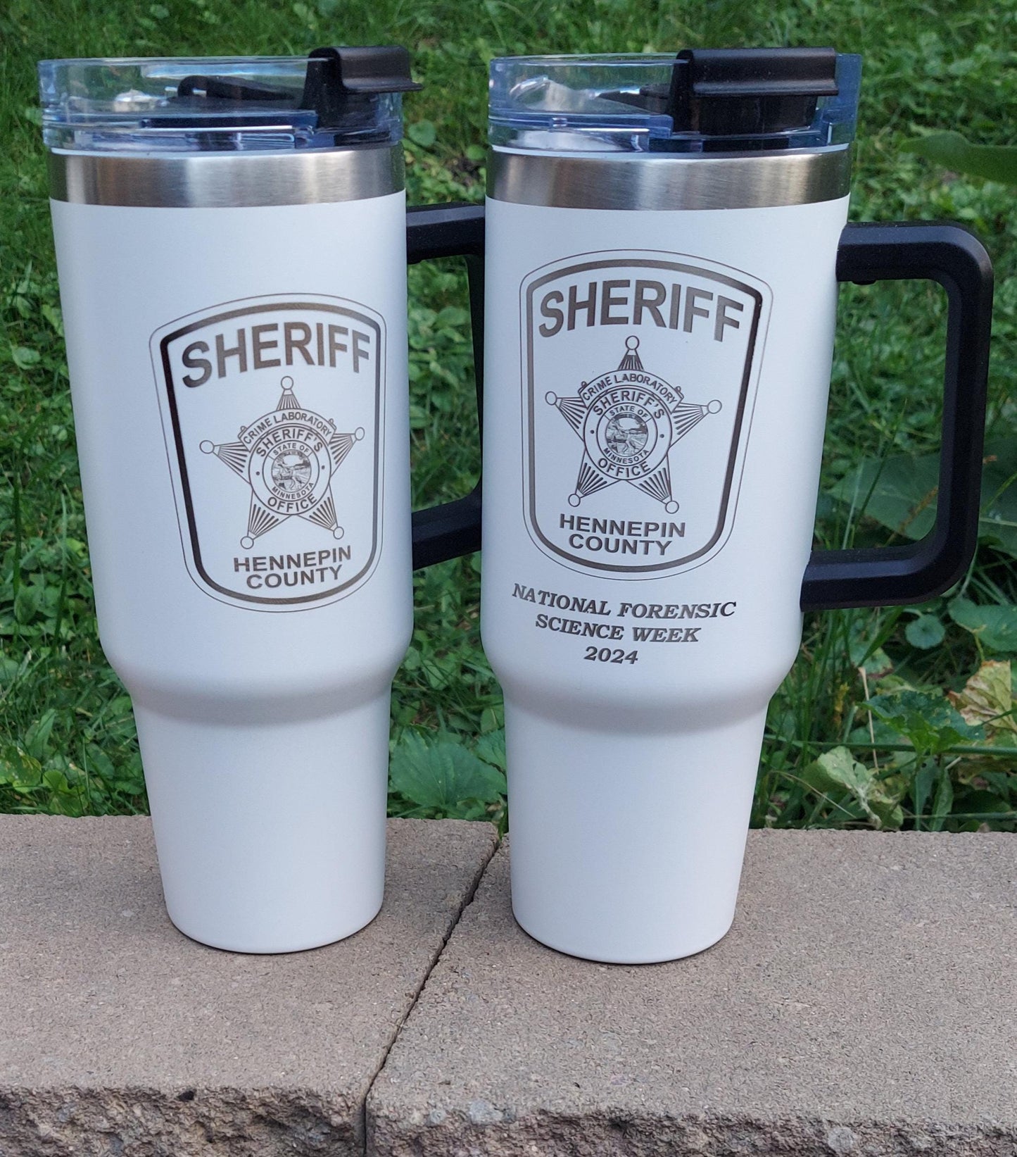 Custom Police Officer Law Enforcement laser engraved tumbler - Police, Trooper, Officer, Deputy, Sheriff 40 oz, Intrepid brand w/ lid straw