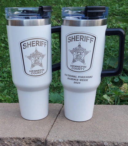 Custom Police Officer Law Enforcement laser engraved tumbler - Police, Trooper, Officer, Deputy, Sheriff 40 oz, Intrepid brand w/ lid straw