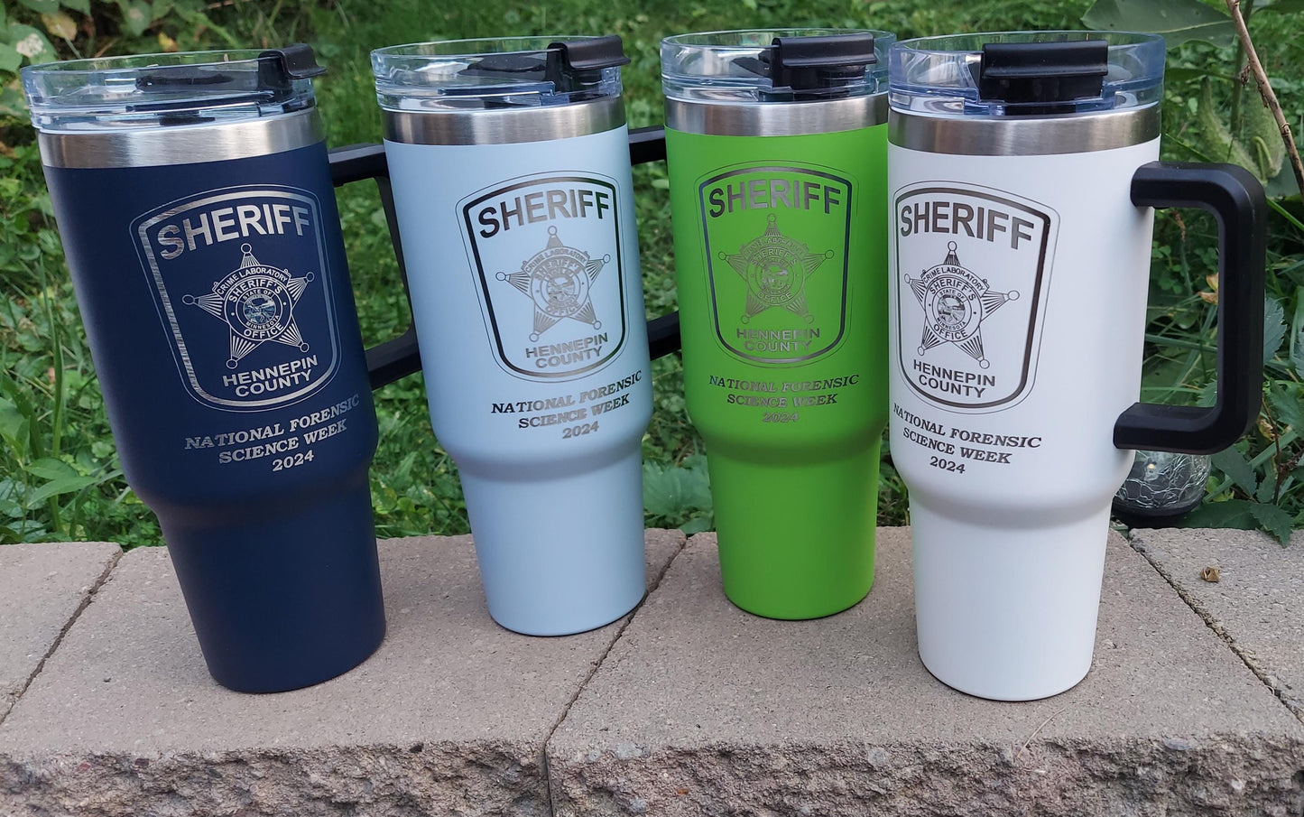 Custom Police Officer Law Enforcement laser engraved tumbler - Police, Trooper, Officer, Deputy, Sheriff 40 oz, Intrepid brand w/ lid straw