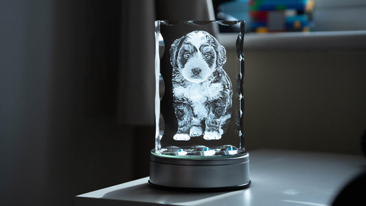 3D Notched Crystal Photo Engraved w/ your photo - Mother's Day, Father's Day, Memorial, Mom, Dad, Wife, Husband, Pet 3D Picture Crystal Gift