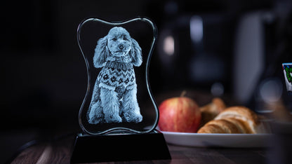 3D Crystal Dog Bone Photo Engraved w/ your photo - Pet, Dog, Memorial, 3D Picture Crystal Gift Dog Bone, Man's Best Friend