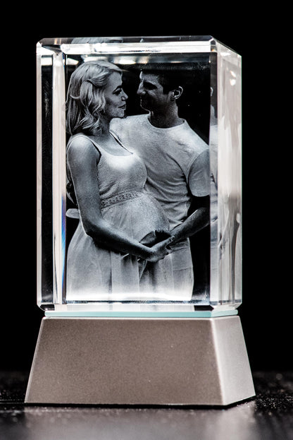 3D Crystal Photo Portrait Engraved with your photo - Mother's Day, Father's Day, Memorial, Mom, Dad, Wife, Pet, 3D Picture in Crystal Gift