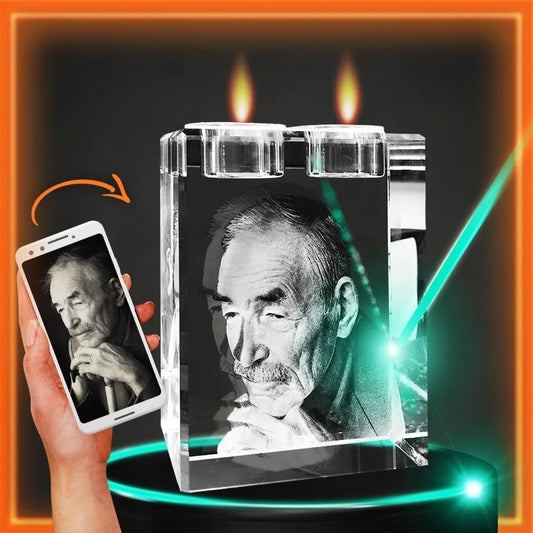 3D Crystal Photo Urn / Candles Engraved with your photo - Memorial, Mom, Dad, Husband, Wife, Child, Friend, Pet, 3D Picture in Crystal Urn