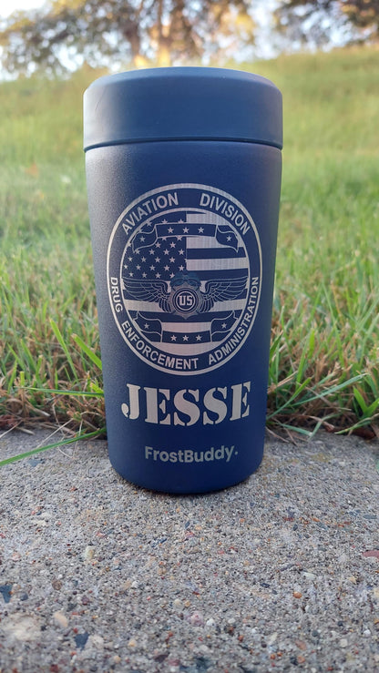 Custom Engraved Frost Buddy Universal Buddy 2.0 Can Cooler - Police Officer, Law Enforcement, Sheriff, Trooper, Badge, Patch,