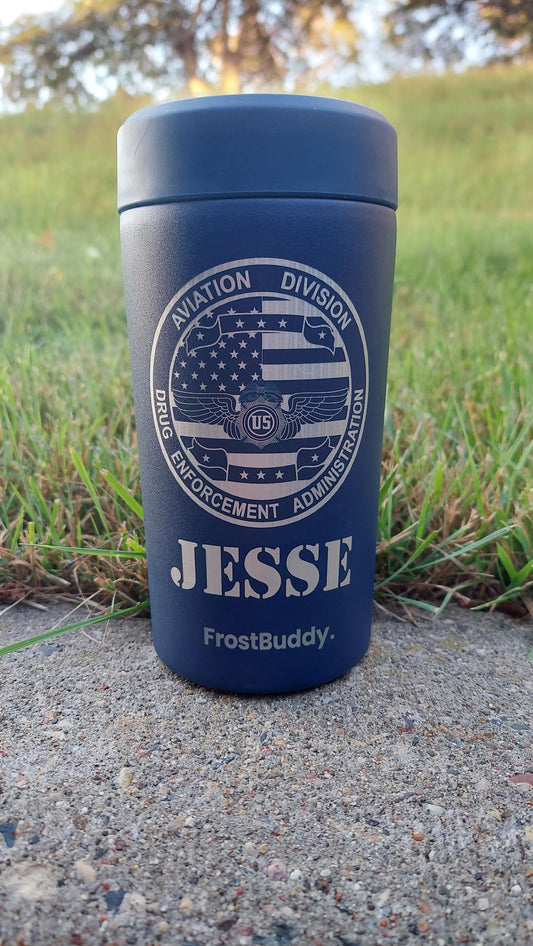 Custom Engraved Frost Buddy Universal Buddy 2.0 Can Cooler - Police Officer, Law Enforcement, Sheriff, Trooper, Badge, Patch,