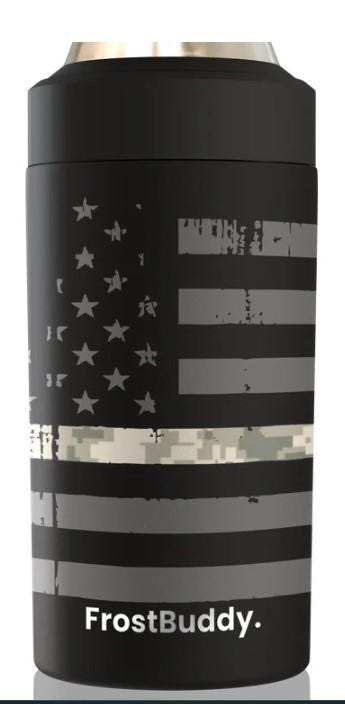 Frost Buddy Universal Buddy 2.0 Can Cooler - Camo Line Flag, Military, Army, US Navy, Marines, Air Force, Coast Guard, National Guard, USA