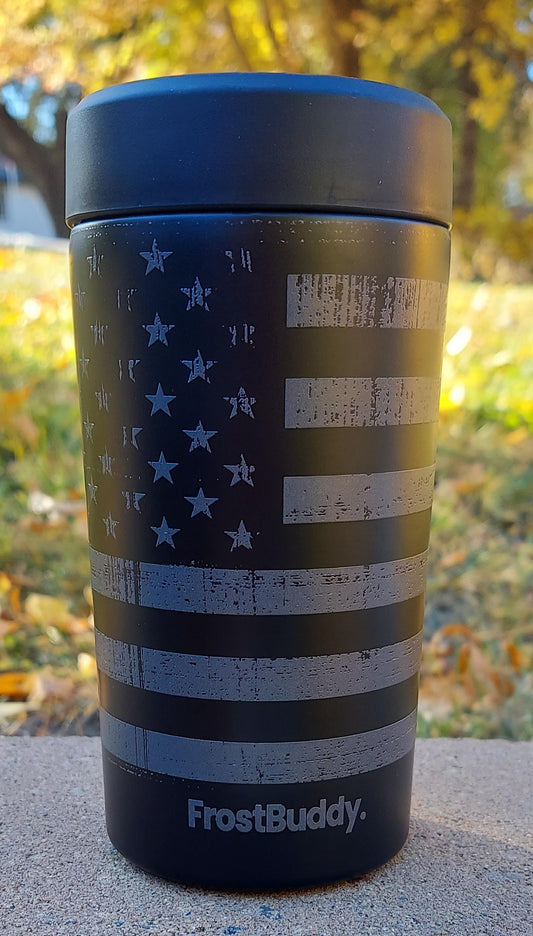Frost Buddy Universal Buddy 2.0 Can Cooler - Gun Metal Glory Flag, United States, America, Patriotic, American, Proud