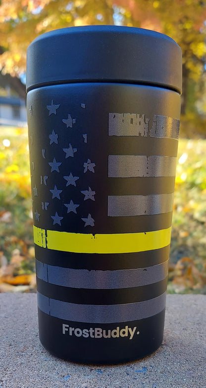 Frost Buddy Universal Buddy 2.0 Can Cooler - Yellow Line Flag, Police Dispatcher, Dispatcher, Thin Yellow Line, First Responder