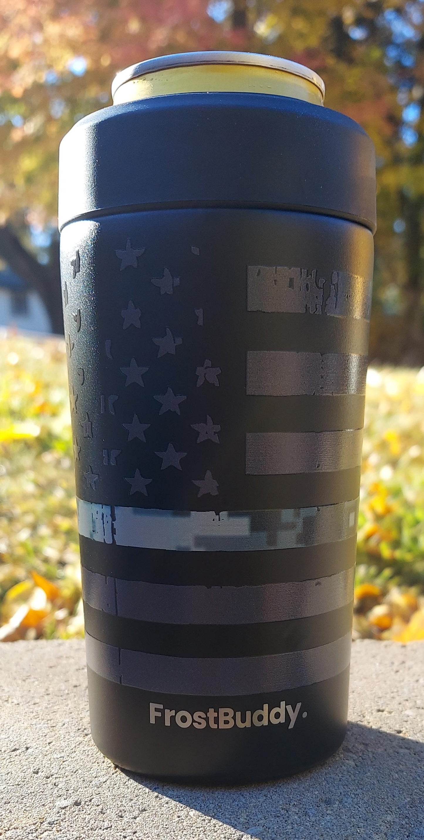 Frost Buddy Universal Buddy 2.0 Can Cooler - Camo Line Flag, Military, Army, US Navy, Marines, Air Force, Coast Guard, National Guard, USA