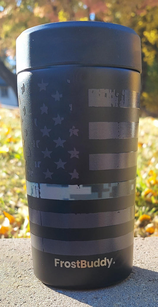 Frost Buddy Universal Buddy 2.0 Can Cooler - Camo Line Flag, Military, Army, US Navy, Marines, Air Force, Coast Guard, National Guard, USA