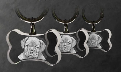 3D Photo Crystal Dog Bone Keychain Engraved with your photo Personalized Gift, Mother's Day, Father's Day, Valentine's, Mom, Dad, Wife, Pet