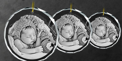 2D Photo Crystal Ornament Engraved with your photo Personalized Gift, Mother's Day, Father's Day, Valentine's, Mom, Dad, Pet, Christmas