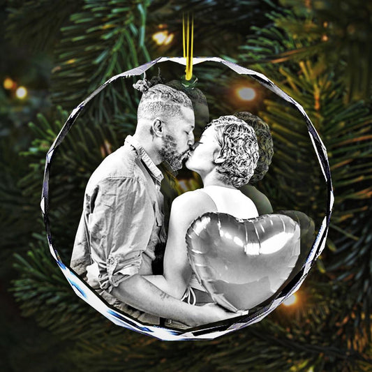 2D Photo Crystal Ornament Engraved with your photo Personalized Gift, Mother's Day, Father's Day, Valentine's, Mom, Dad, Pet, Christmas