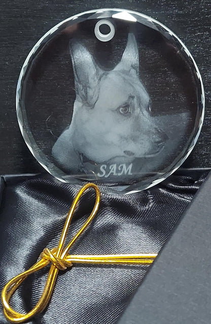 2D Photo Crystal Ornament Engraved with your photo Personalized Gift, Mother's Day, Father's Day, Valentine's, Mom, Dad, Pet, Christmas