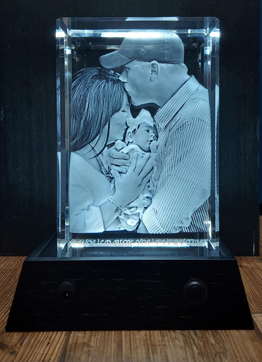 3D Crystal Photo Portrait Engraved with your photo - Mother's Day, Father's Day, Memorial, Mom, Dad, Wife, Pet, 3D Picture in Crystal Gift