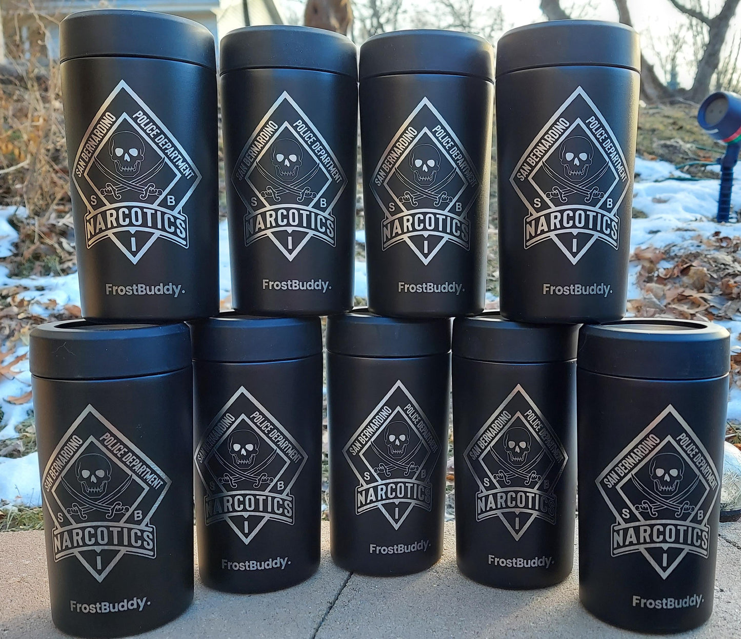 Custom Engraved Frost Buddy Universal Buddy 2.0 Can Cooler - Police Officer, Law Enforcement, Sheriff, Trooper, Badge, Patch,