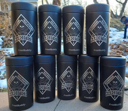 Custom Engraved Frost Buddy Universal Buddy 2.0 Can Cooler - Police Officer, Law Enforcement, Sheriff, Trooper, Badge, Patch,