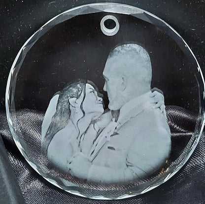 2D Photo Crystal Ornament Engraved with your photo Personalized Gift, Mother's Day, Father's Day, Valentine's, Mom, Dad, Pet, Christmas