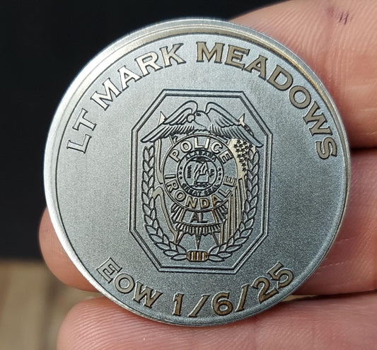 Custom laser engraved brass / stainless steel challenge coin - Police, Deputy Sheriff, Trooper, Officer, Law Enforcement, EOW, Retirement