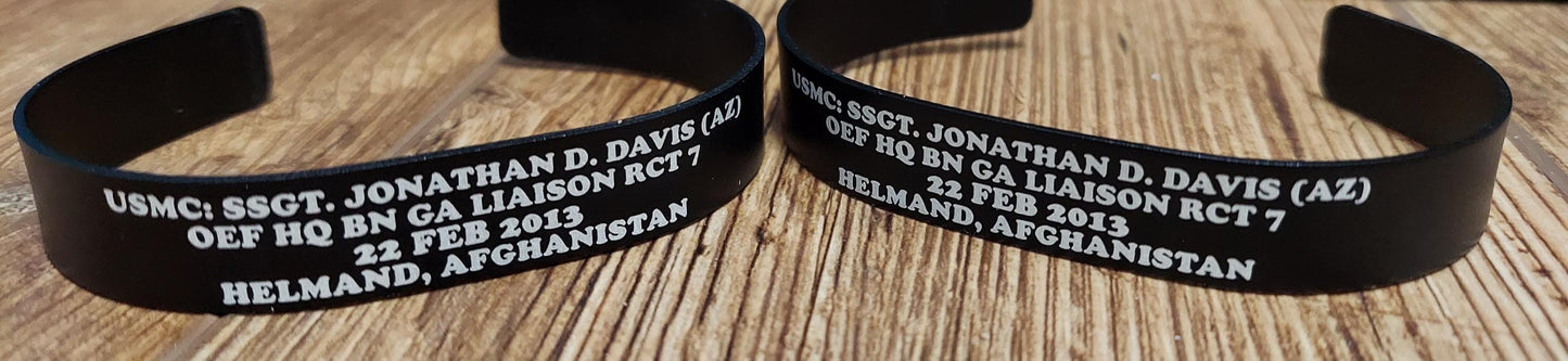 Memorial Bracelet Military / US Army / Marines / Navy / Coast Guard / National Guard / KIA / MIA / Laser Engraved