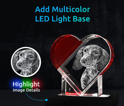 laser engraved 3d crystal heart red accent