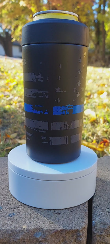 Frost Buddy Universal Buddy 2.0 Can Cooler - Blue Line Flag, Police Officer, Law Enforcement, Trooper, Deputy, Cop, Thin Blue Line, Sheriff