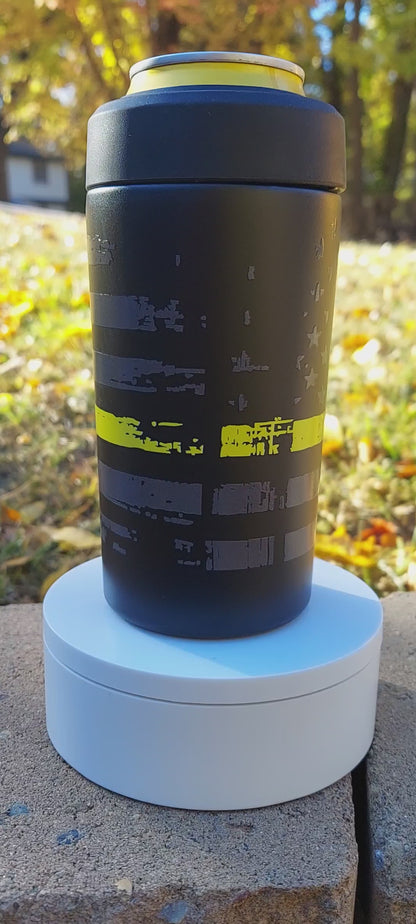 Frost Buddy Universal Buddy 2.0 Can Cooler - Yellow Line Flag, Police Dispatcher, Dispatcher, Thin Yellow Line, First Responder