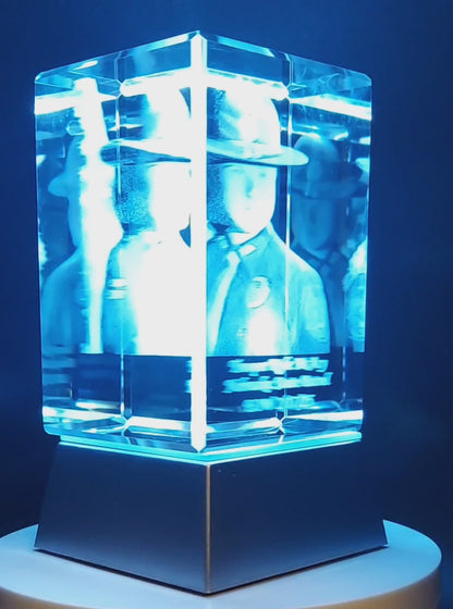 3D Crystal Photo Portrait Engraved photo - Police Officer, Firefighter, Paramedic/EMS, K9, Military - Retirement, Memorial, Commemorations