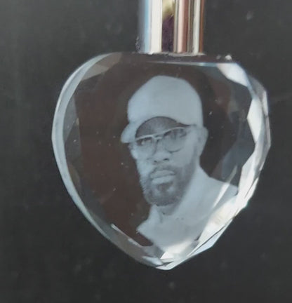 3D Photo Crystal Heart Shaped Keychain Engraved with your photo Personalized Gift, Mother's Day, Father's Day, Valentine's, Mom, Dad, Pet